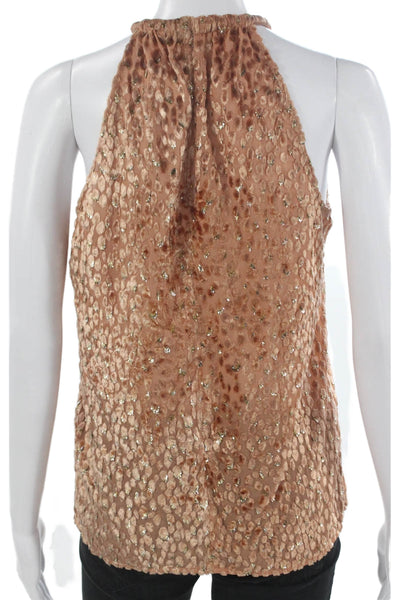 A.L.C. Womens Basic Halter Tank Top Beige Animal Print Size 00