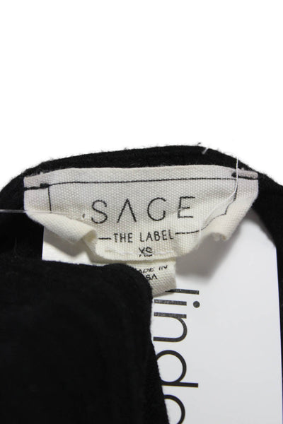 Sage The Label Womens Cropped Long Sleeve Black T-Shirt Size XS