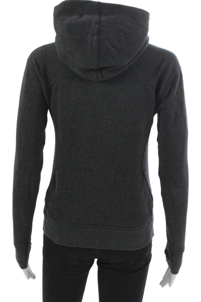 Lululemon Women Track Jacket Gray High Neck Zip Polyester Long Sleeve Size 2