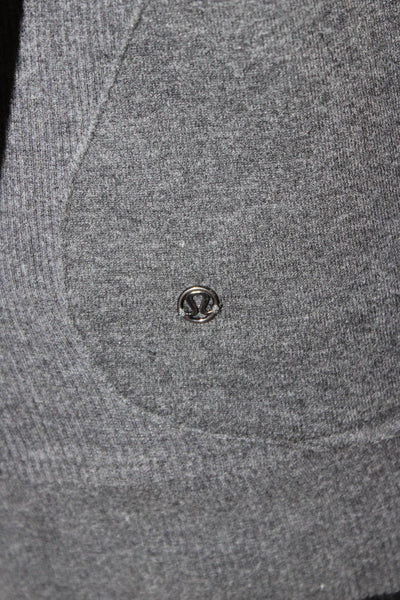 Lululemon Women Track Jacket Gray High Neck Zip Polyester Long Sleeve Size 2