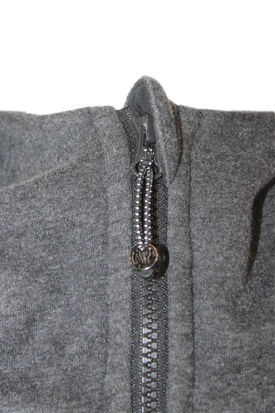 Lululemon Women Track Jacket Gray High Neck Zip Polyester Long Sleeve Size 2