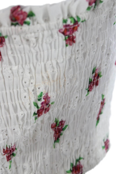More To Come Womens White Floral Polyester Scoop Neck Camisole Button Size S