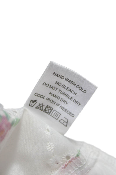 More To Come Womens White Floral Polyester Scoop Neck Camisole Button Size S
