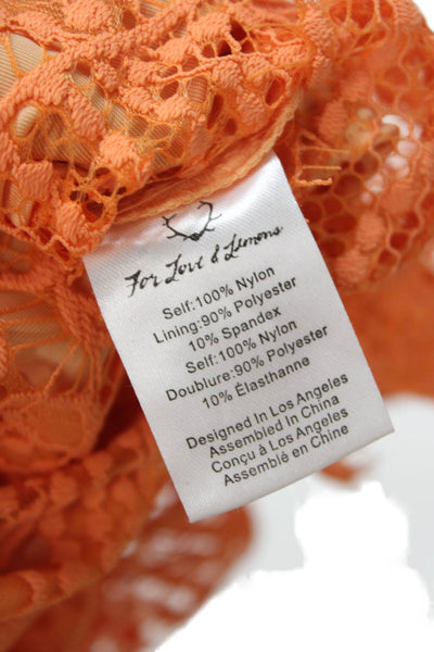 For Love And Lemons Women Cropped Blouse Orange Floral Size XS