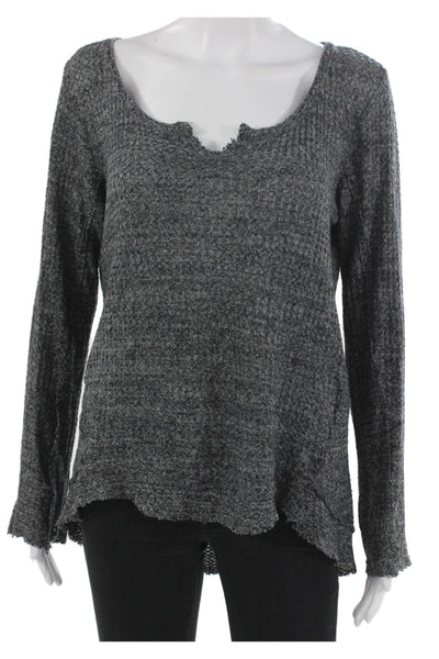 Paper Crane Women Tunic Sweater Gray Long Sleeve Scoop Neck Polyester Size M