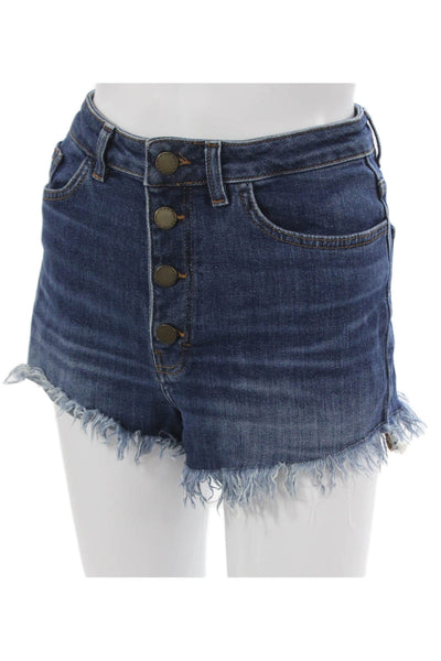 Maje Womens Cut-Off Cotton Blue Shorts Size 36