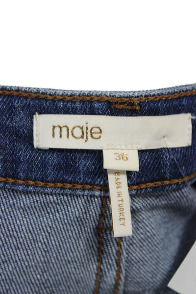 Maje Womens Cut-Off Cotton Blue Shorts Size 36
