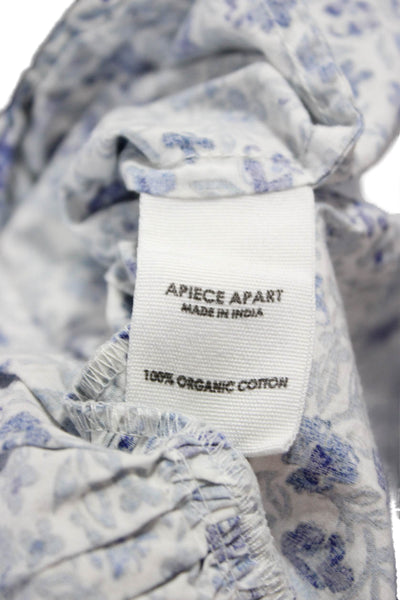 Apiece Apart Women Shift Dress Blue V-Neck Mini Organic Cotton Size XS