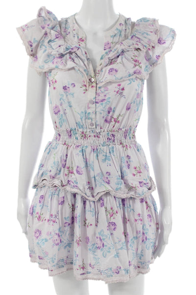 Love Shack Fancy Womens Mini Dress White Floral Cotton Size XS