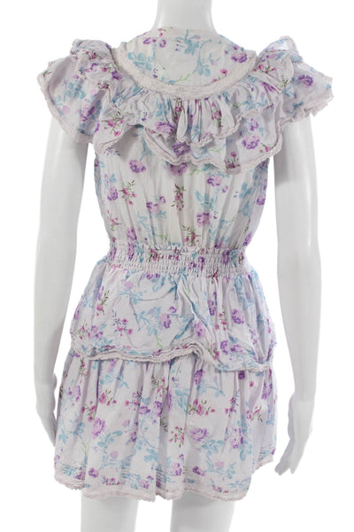 Love Shack Fancy Womens Mini Dress White Floral Cotton Size XS