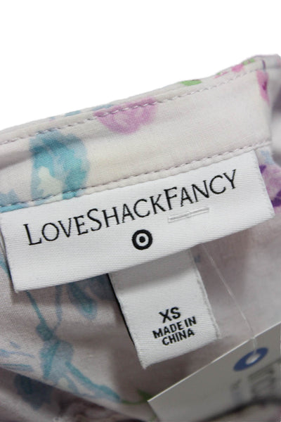 Love Shack Fancy Womens Mini Dress White Floral Cotton Size XS