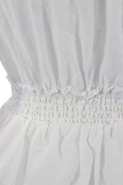 Love Shack Fancy Womens White Sundress V Neck Cap Sleeve Button Mini Size XS