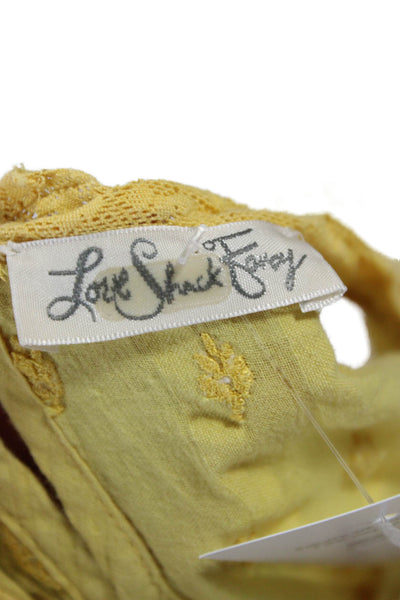 Love Shack Fancy Womens Yellow Cotton Sundress Short Sleeve Mini Size S