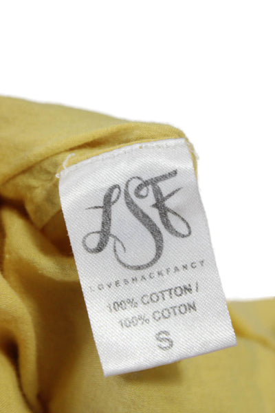Love Shack Fancy Womens Yellow Cotton Sundress Short Sleeve Mini Size S