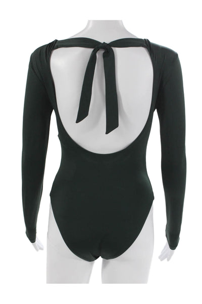 COS Womens One Piece Swimsuit Green Nylon Size 6