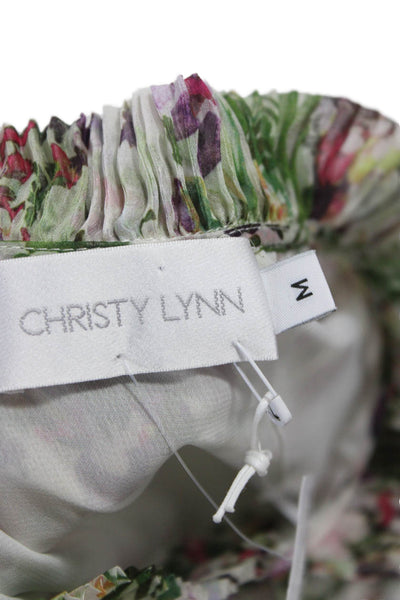 Christy Lynn Womens Floral High Neck Tunic Blouse Multicolor Sleeveless Size M