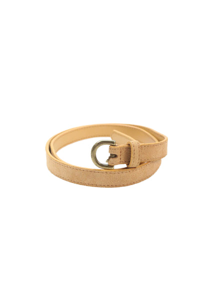 J Crew Womens Suede Gold Tone Skinny Belt Khaki Beige Size Medium