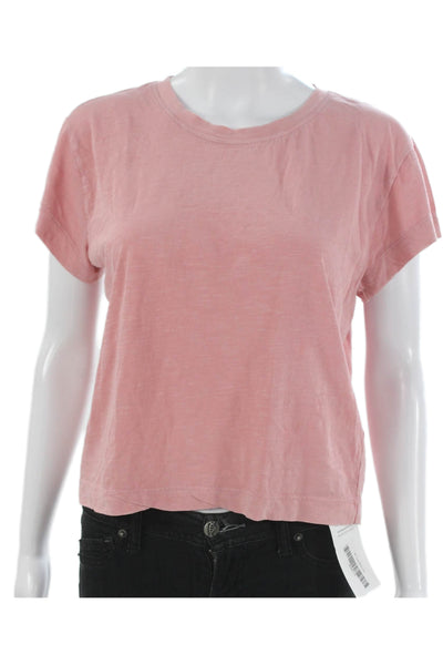 Pilcro Anthropologie Women Pink Cotton Short Sleeve T-Shirt Size S
