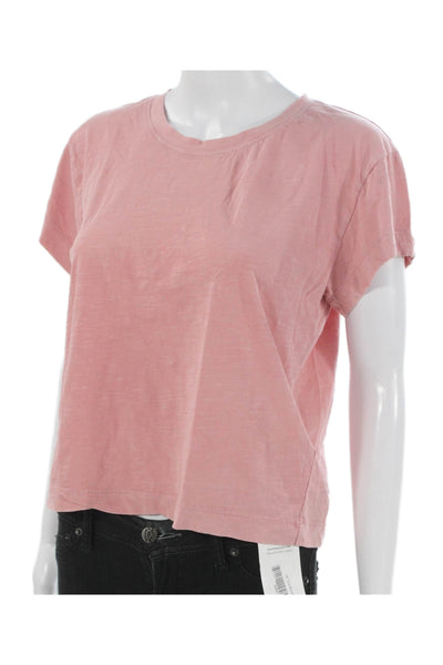 Pilcro Anthropologie Women Pink Cotton Short Sleeve T-Shirt Size S