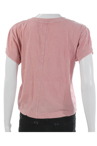 Pilcro Anthropologie Women Pink Cotton Short Sleeve T-Shirt Size S