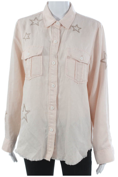 Rails Womens Pink Solid Lyocell Collared Long Sleeve Basic Button-Up Size M