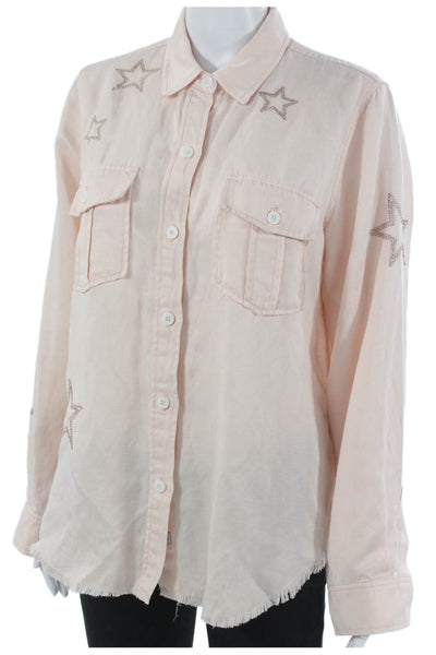 Rails Womens Pink Solid Lyocell Collared Long Sleeve Basic Button-Up Size M