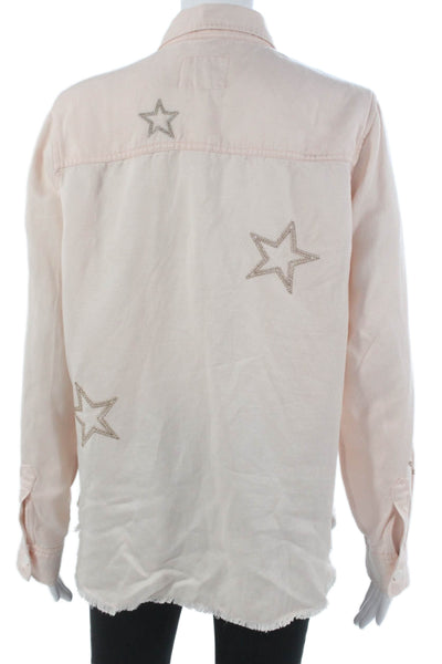 Rails Womens Pink Solid Lyocell Collared Long Sleeve Basic Button-Up Size M