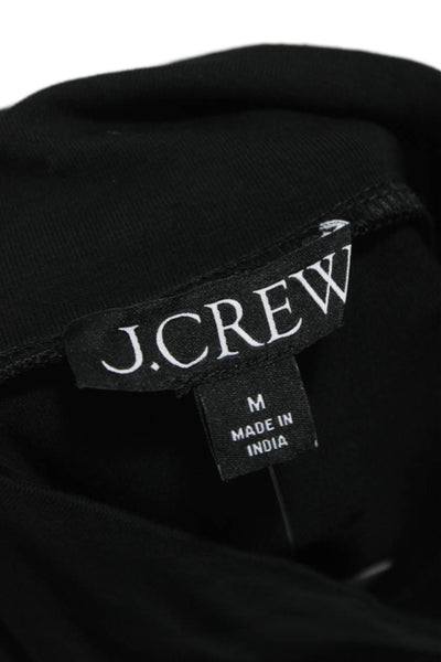 J Crew Women Basic Mock Neck Short Sleeve Black T Shirt Size M