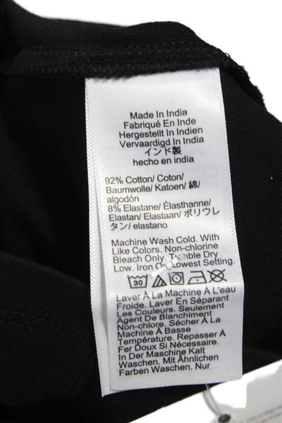 J Crew Women Basic Mock Neck Short Sleeve Black T Shirt Size M