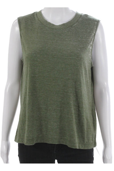 J Crew Women Basic Sleeveless Tank Top Crew Neck Green Polyester Size S