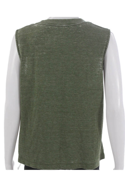 J Crew Women Basic Sleeveless Tank Top Crew Neck Green Polyester Size S