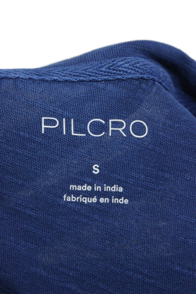 Pilcro Anthropologie Womens Blue Cotton Crewneck Tee Short Sleeve Size S