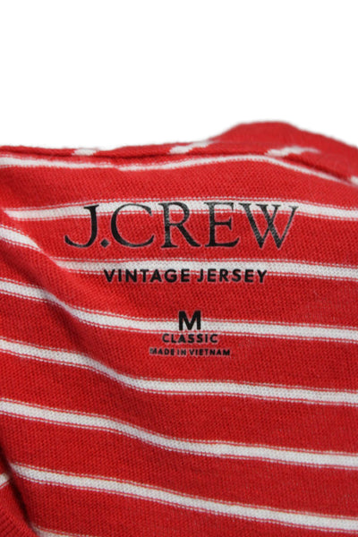 J Crew Women Basic Striped Cotton Crew Neck Short Sleeve T-Shirt Red Size M