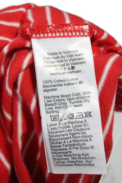 J Crew Women Basic Striped Cotton Crew Neck Short Sleeve T-Shirt Red Size M