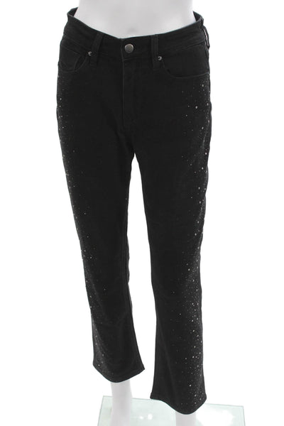 Aqua Women Straight Jeans Black High Rise Cotton Blend Size 26