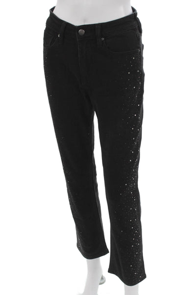 Aqua Women Straight Jeans Black High Rise Cotton Blend Size 26