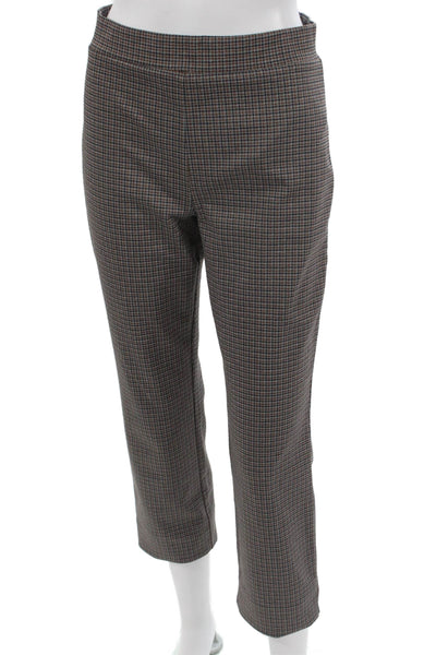 Sanctuary Women Cropped Check Multi Pull On Recycled Polyester Pants Size S