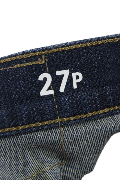 J Crew Women Ankle Jeans Blue High Rise Cotton Blend Petite Size 27