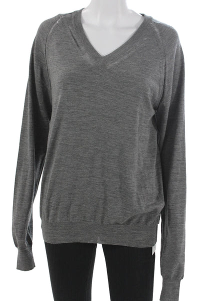 Dior Mens Gray Wool V Neck Pullover Sweater Long Sleeve Size M