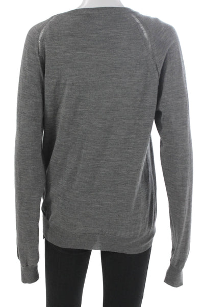Dior Mens Gray Wool V Neck Pullover Sweater Long Sleeve Size M