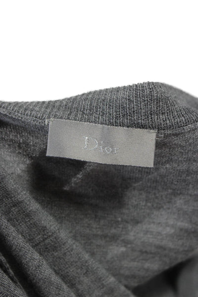 Dior Mens Gray Wool V Neck Pullover Sweater Long Sleeve Size M