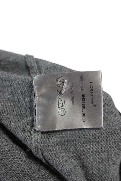 Dior Mens Gray Wool V Neck Pullover Sweater Long Sleeve Size M