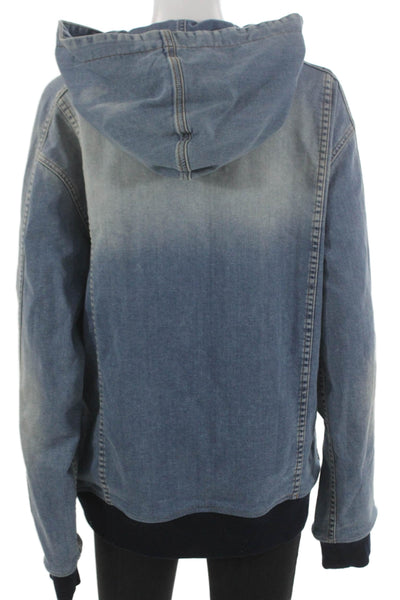 Balmain Unisex Bomber Jacket Blue Zip Long Sleeve Size L