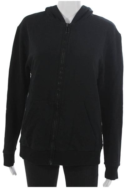 Just Cavalli Womens Black Full Zip Graphic Cotton Hoodie Size M