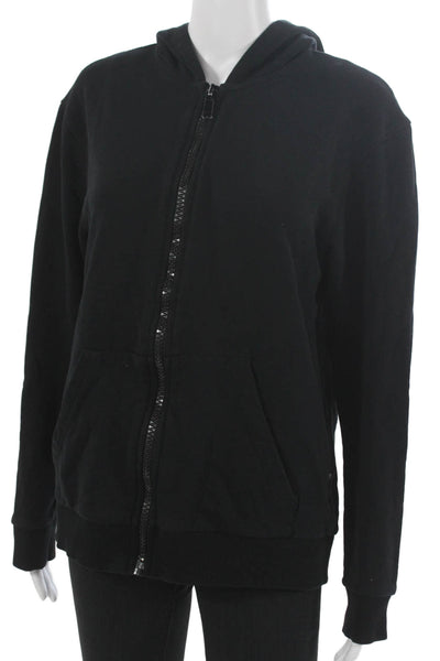 Just Cavalli Womens Black Full Zip Graphic Cotton Hoodie Size M
