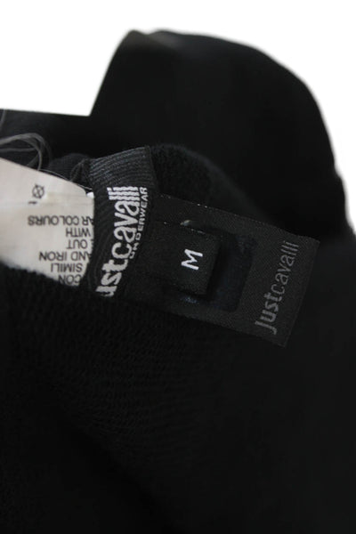 Just Cavalli Womens Black Full Zip Graphic Cotton Hoodie Size M