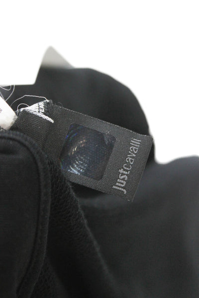 Just Cavalli Womens Black Full Zip Graphic Cotton Hoodie Size M
