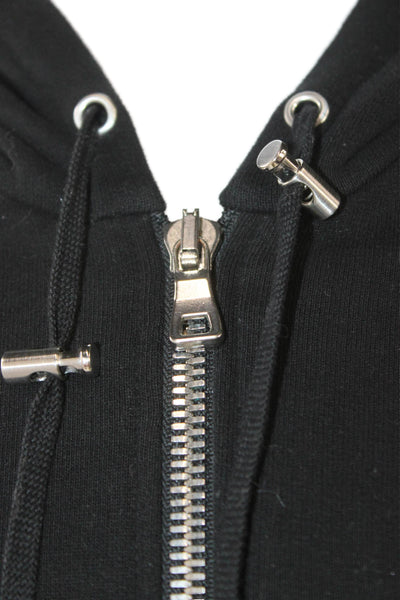 Balmain Mens Black Cotton Full Zip Hoodie Size L