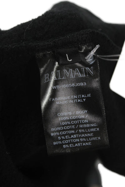 Balmain Mens Black Cotton Full Zip Hoodie Size L