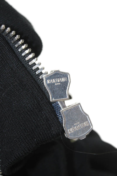 Balmain Mens Black Cotton Full Zip Hoodie Size L